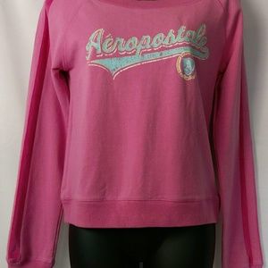 Aeropostale Pink Sweatshirt Medium Velvet Stripes